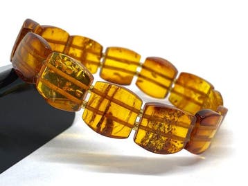 Golden Sunbeams - Bracelet à panneaux en ambre balte -