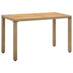 vidaXL Tuintafel 123x60x74 cm poly rattan en massief, Tuin en Terras, Verzenden, Nieuw