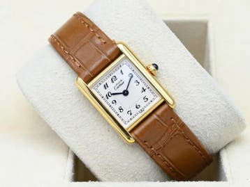 Cartier Tank Ref. 5057001 Year 1990s (Box), Handtassen en Accessoires, Horloges | Dames, Overige merken, Leer, Polshorloge, Ophalen of Verzenden
