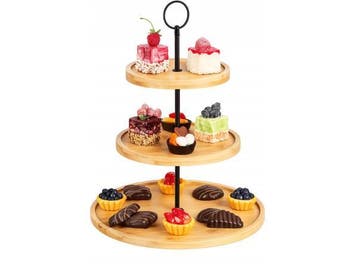 Veiling - Etagère 3 laags - Bamboe & Metaal - Dessertstanda, Huis en Inrichting, Nieuw