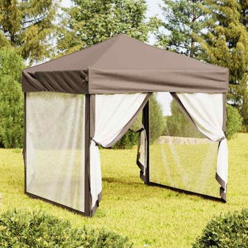 vidaXL Partytent inklapbaar met zijwanden 2x2 m taupe, Verzenden