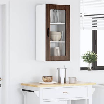 vidaXL Wandglas Kasten LUCCA Bruin eiken 40 x 31 x 80 cm, Verzenden