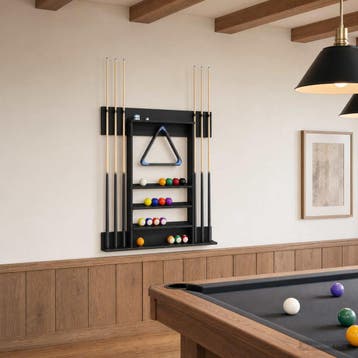 vidaXL Biljartkeu-stand Bewerkt hout 93 x 12 x 103 cm Zwart, Verzenden
