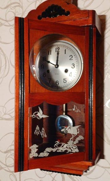 Regulateur wandklok - Vintage - Gegoten messing, Mahonie -