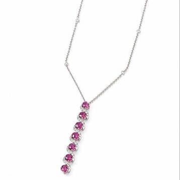 Halsketting - 14 karaat Witgoud - 2.18ct. tw. Robijn -, Nieuw