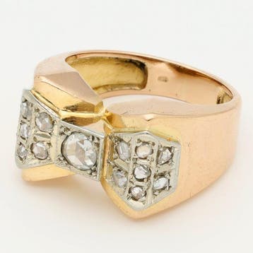 Ring - 18 karaat Witgoud, Roségoud - Diamant/Natuurlijk, Handtassen en Accessoires, Ringen, Nieuw
