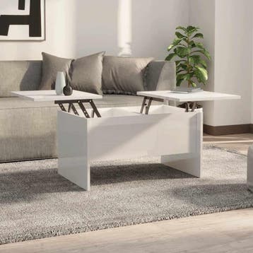 vidaXL Salontafel 80x50x42,5 cm bewerkt hout hoogglans wit, Verzenden, Nieuw