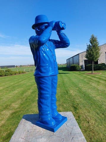 Beeld, man met verrekijker blue - 90 cm - polyresin