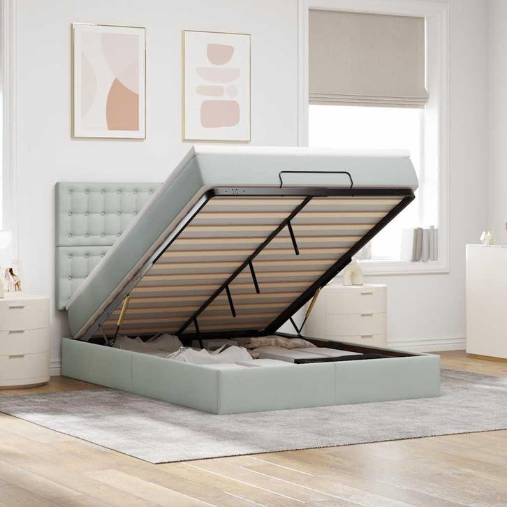 vidaXL Ottoman bed met matrassen 140x190cm fluweel, Huis en Inrichting, Slaapkamer | Bedden, Nieuw, Verzenden