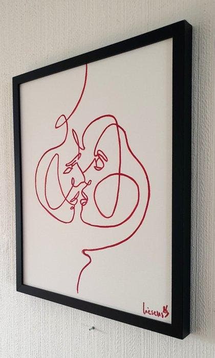 Liesens - Is this Love (Handpainted on canvas met lijst), Antiek en Kunst, Kunst | Schilderijen | Modern