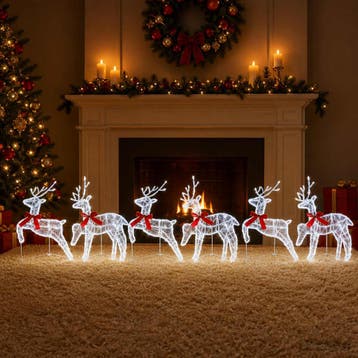 vidaXL Kerst Rendier 6 st 80 LEDs Koel wit 43 x 19 x 65 cm, Verzenden, Nieuw