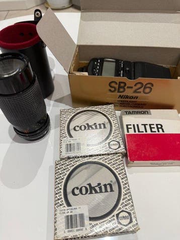 Praktica, Nikon, Tamron, Cokin SB -26 flash + 4,5/80-200mm