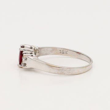 Ring - 18 karaat Witgoud Robijn - Diamant, Nieuw