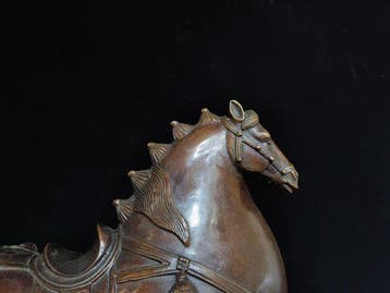 Beeld, Tang-Dynastie stijl paard - 23 cm - Brons, Antiek en Kunst