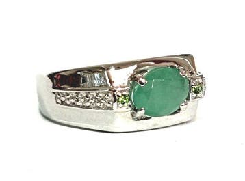 Zonder minimumprijs - Ring Zilver - 1.36ct. tw. Smaragd -