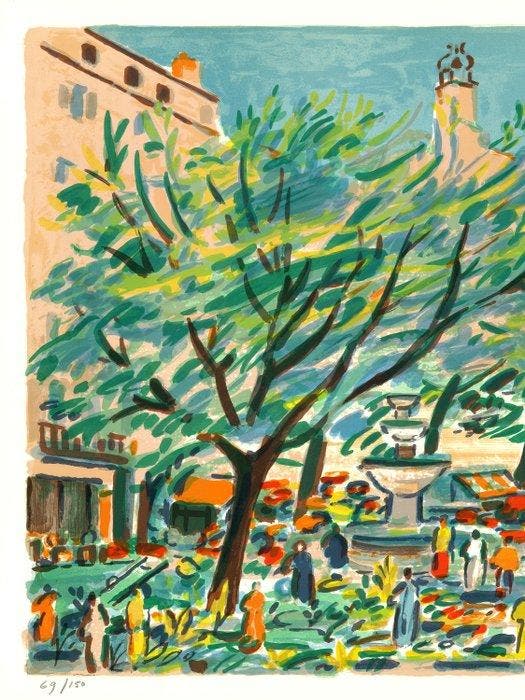 Robert Savary (1920-2000) - Paysage de Provence, le village, Antiquités & Art, Antiquités | Autres Antiquités