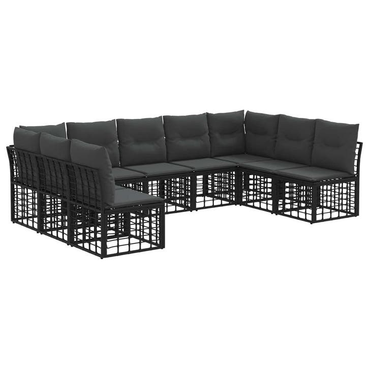 vidaXL Buiten bank set Zwart Polyester, Jardin & Terrasse, Ensembles de jardin, Envoi