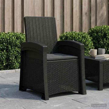 vidaXL Ligstoel Rieten Look Antracietkleurig PP, Tuin en Terras, Tuinstoelen, Verzenden, Nieuw