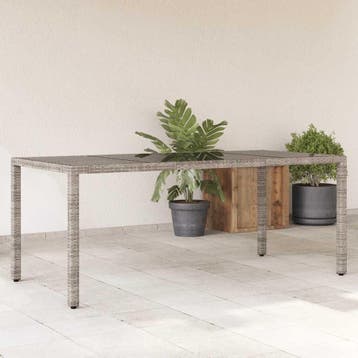 vidaXL Tuintafel met glazen blad 190x90x75 cm poly rattan, Tuin en Terras, Verzenden, Nieuw