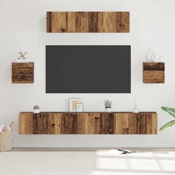 vidaXL Tv-meubelset 7 st Oud Hout Bewerkt hout, Verzenden