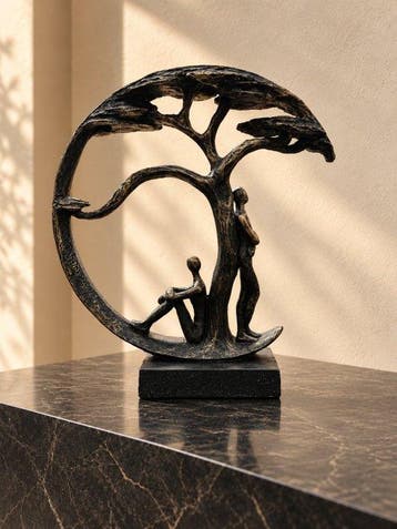 sculptuur, Handgemaakt abstract levensboomsculptuur met twee
