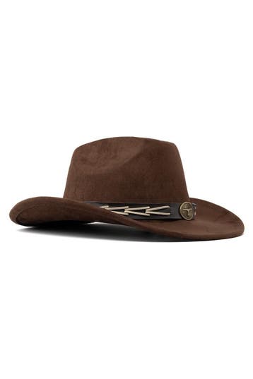 KIMU® Cowboyhoed Donkerbruin Gevlochten Band Verstelbaar t/m, Ophalen of Verzenden, Nieuw
