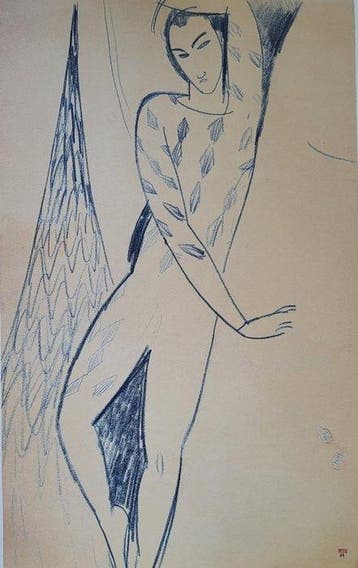 Amedeo Modigliani - Lithographie: “Arlequin en trapéziste à