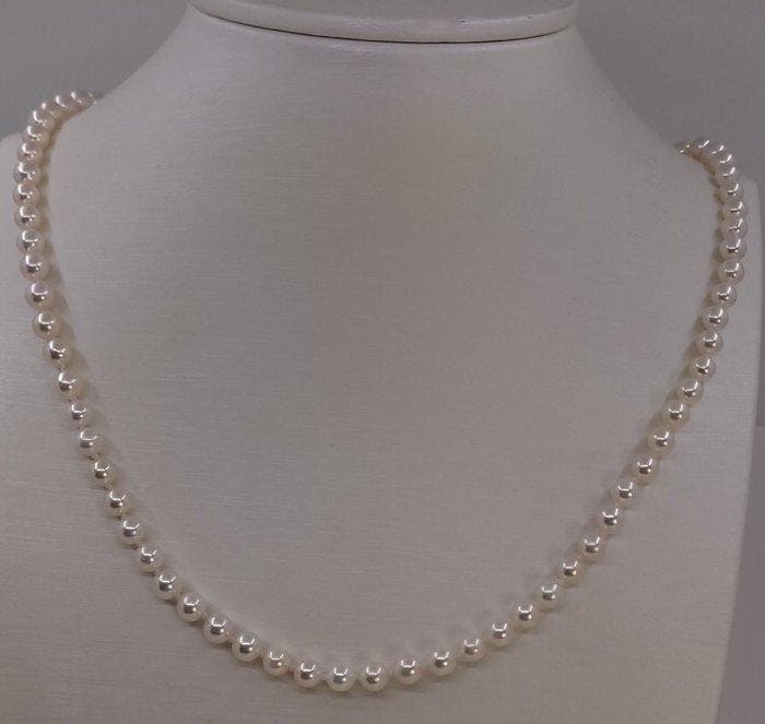 Halsketting 5x5,5 mm heldere Akoya-parels, Bijoux, Sacs & Beauté, Colliers