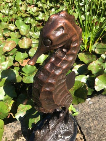 sculptuur, Seahorse with baby - 72 cm - Brons