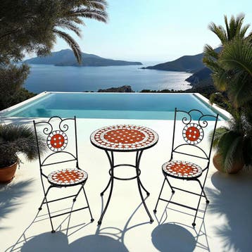 Mozaïek tuinset met 2 stoelen en tafel - bruin, Tuin en Terras, Verzenden, Nieuw