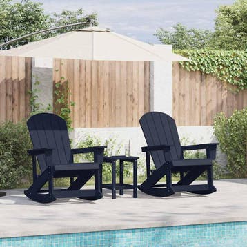 vidaXL Adirondack Schommelstoelen 2 pcs Marineblauw HDPE, Jardin & Terrasse, Verzenden