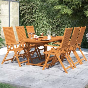 vidaXL 7-delige Tuinset massief acaciahout 120-170 cm, Tuin en Terras, Tuinsets en Loungesets, Verzenden, Nieuw, Tuinset