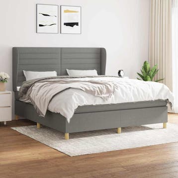 vidaXL Boxspring met matras stof donkergrijs 160x200 cm, Verzenden