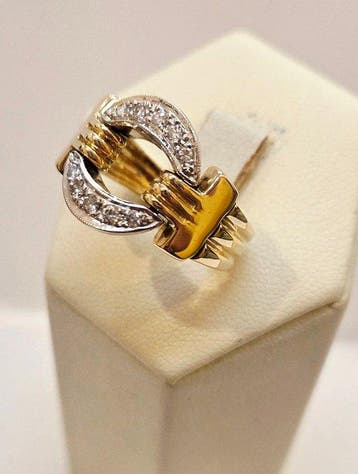 Bague - 18 carats Or jaune, Or blanc - Italie Années 80