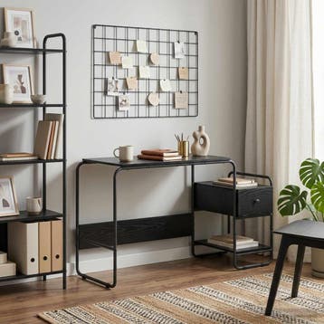 vidaXL Bureau met opslag Zwart eiken 131,5 x 50 x 75,5 cm, Verzenden, Nieuw
