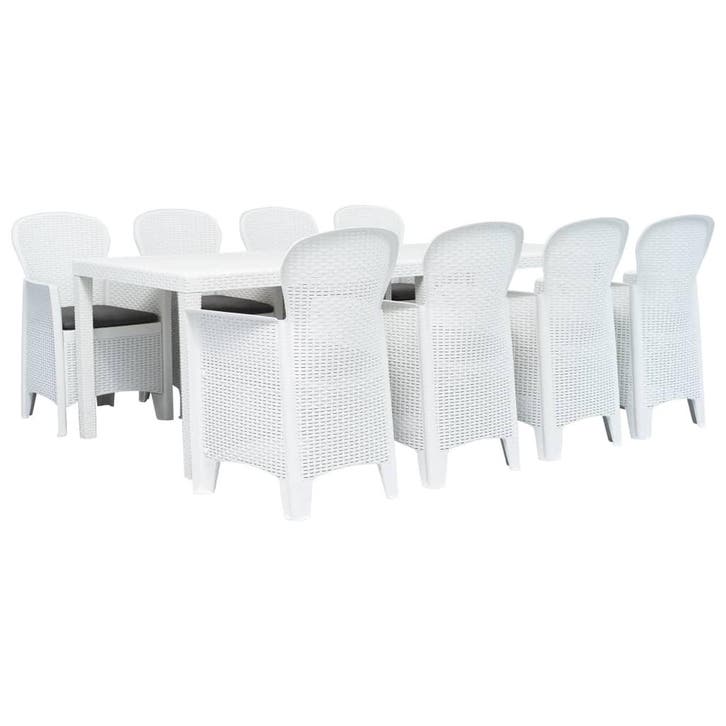 vidaXL 9-delige Tuinset rattan-look kunststof wit, Tuin en Terras, Tuinsets en Loungesets, Tuinset, Nieuw, Verzenden