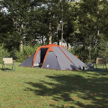 vidaXL Tunnel tent 4-persoons Grijs en Oranje taft, Verzenden