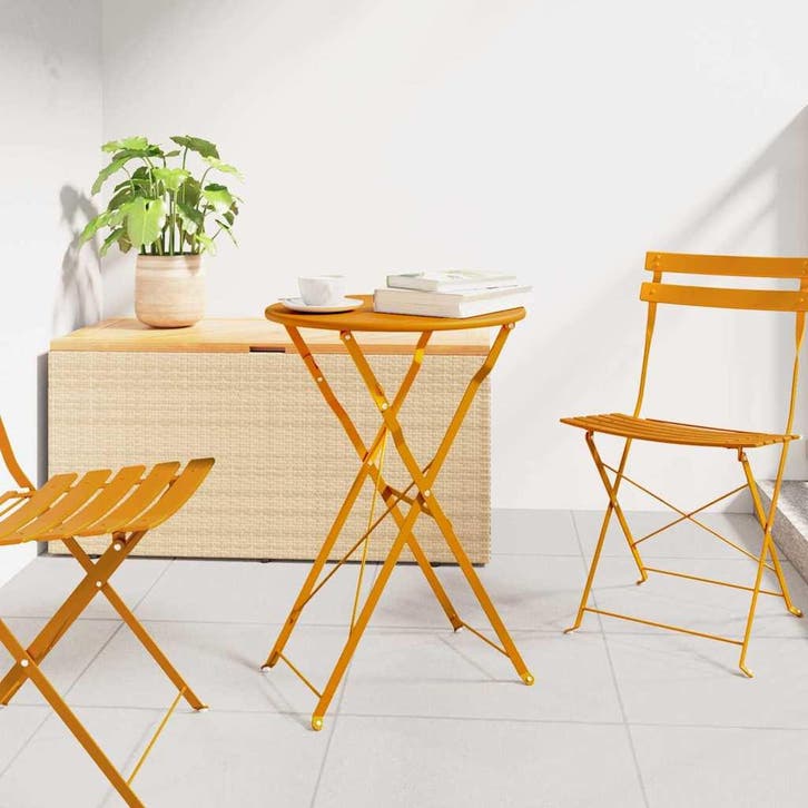 vidaXL Bistrotafel Mosterdgeel Ø 50 x 71 cm Poedergecoat, Tuin en Terras, Tuintafels, Nieuw, Verzenden