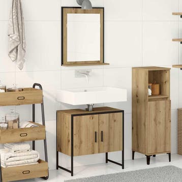 vidaXL Badkamermeubel Set 2 st Bruin Bewerkt hout, Verzenden, Nieuw