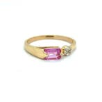 Bague - 14 carats Or jaune - 0.83ct. tw. Saphir - Diamant