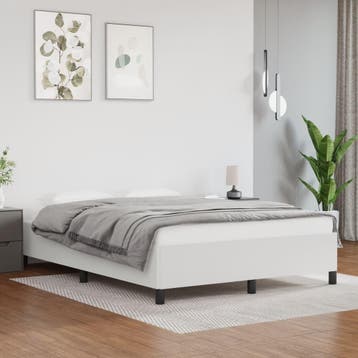 vidaXL Bedframe zonder matras 140x190 cm kunstleer wit, Verzenden