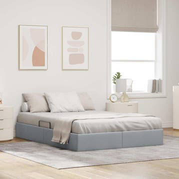 vidaXL Ottoman Bedframe met opslag Lichtgrijs 140 x 200 cm, Verzenden