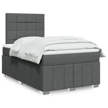 vidaXL Boxspring met matras stof donkergrijs 120x190 cm, Verzenden