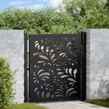 vidaXL Poort met golfontwerp 100x100 cm staal zwart, Verzenden