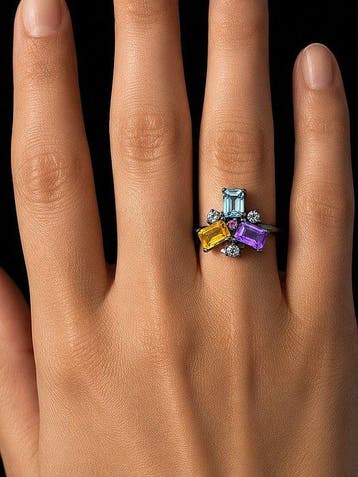 Topaas - Zilver, 925 - Ring - Exclusief ontwerp, Antiek en Kunst