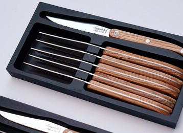 Laguiole - 12x Steak Knives - Oak wood - style de -