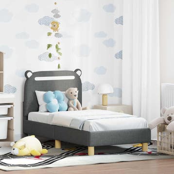vidaXL Peuterbedframe met hoofdboard Donkergrijs 70 x 140 cm, Verzenden, Nieuw
