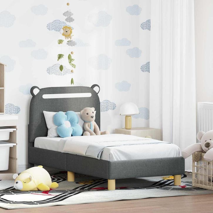 vidaXL Peuterbedframe met hoofdboard Donkergrijs 70 x 140 cm, Maison & Meubles, Chambre à coucher | Lits, Envoi