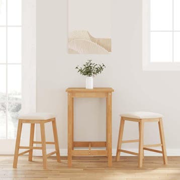 vidaXL Barstoelen met kussens 2 st massief hout rubber, Verzenden, Nieuw