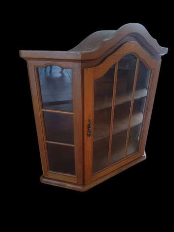 Vitrine - Chêne, Verre - Chêne, verre haut cintré, Antiquités & Art